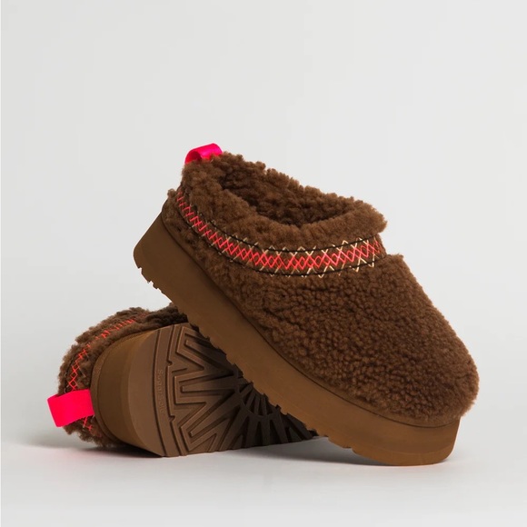 Ugg Tazz Heritage Braid Platform Slipper Hardwood Brown Sz New